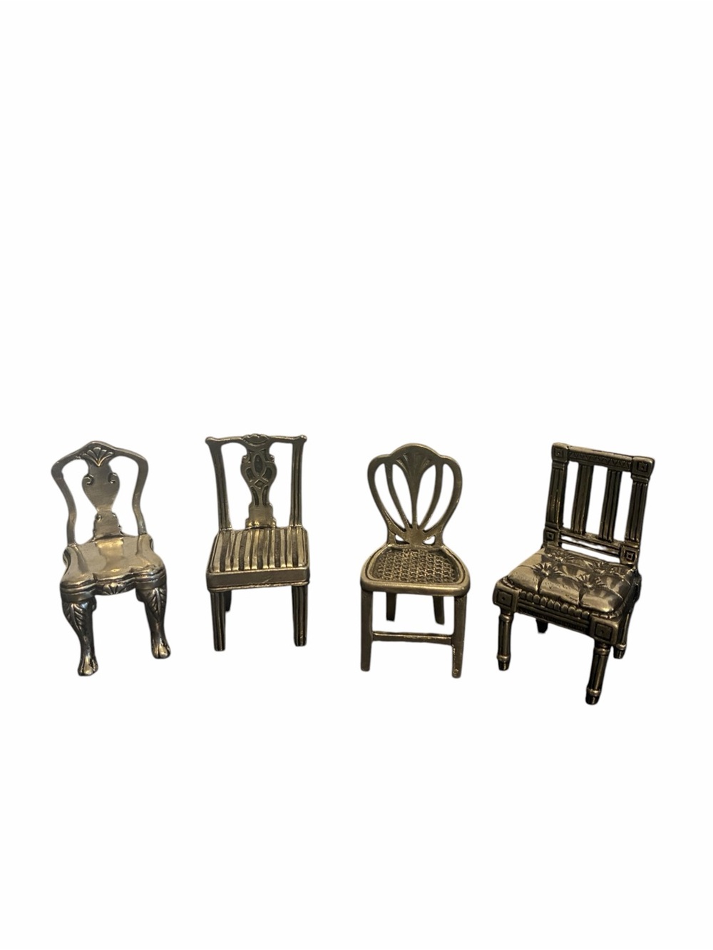 Williamsburg Pewter Miniature Chairs Set of 4 Historical Furniture Styles